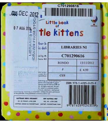 Little Book of Little Kittens (Baby's Very First Little Books) Back Cover