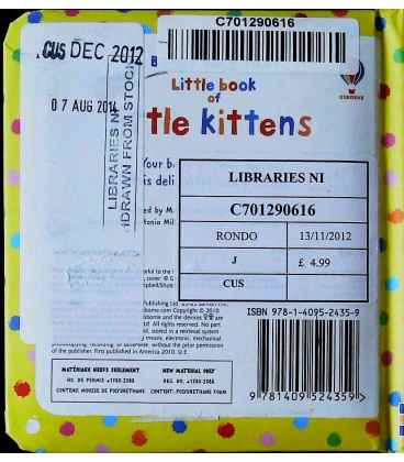 Little Book of Little Kittens (Baby's Very First Little Books) Back Cover