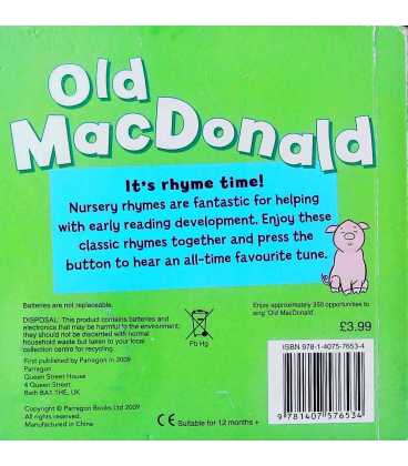 Single Sound Nursery Rhymes: Old Macdonald and Others Back Cover
