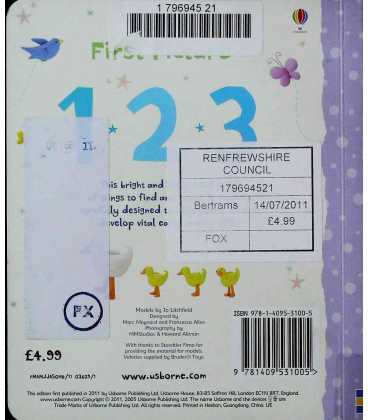 123 (Usborne First Picture Books) Back Cover