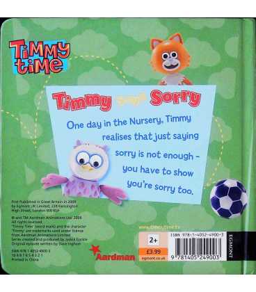 Timmy Says Sorry (Timmy Time) Back Cover