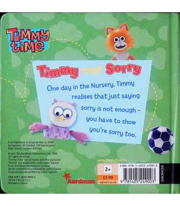 Timmy Says Sorry (Timmy Time) Back Cover