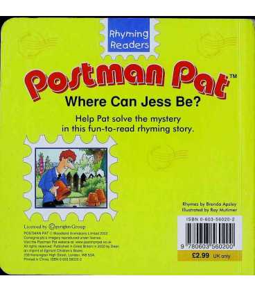 Postman Pat: Where Can Jess Be? Back Cover