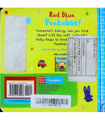 Red, Blue, Peekaboo! (Felty Flaps) Back Cover