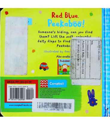 Red, Blue, Peekaboo! (Felty Flaps) Back Cover