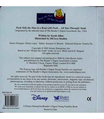 Pooh Tells the Time Back Cover