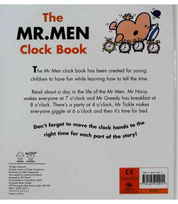 The Mr. Men Clock Book Back Cover
