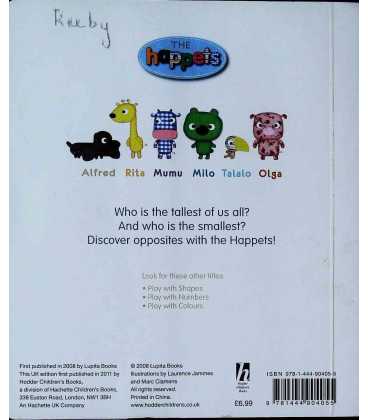 The Happets Play with Opposites Back Cover