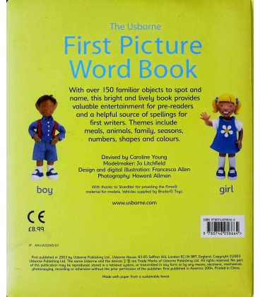 First Picture Word Book Back Cover
