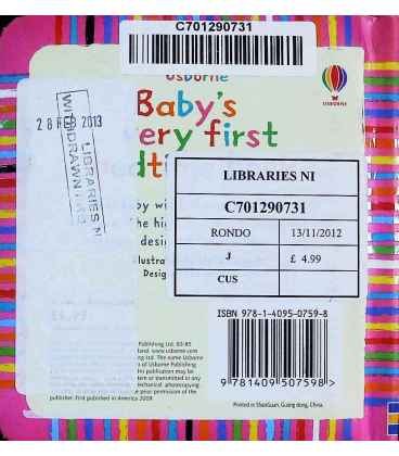 Baby's Very First Book of Bedtime Back Cover