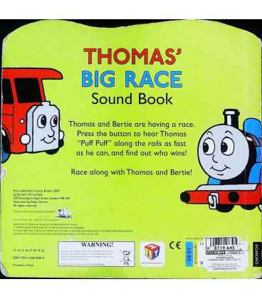 Thomas' Big Race: Sound Book (Thomas the Tank Engine) Back Cover