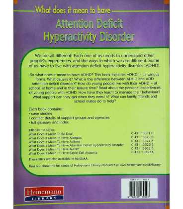 Attention Deficit Hyperactivity Disorder Back Cover