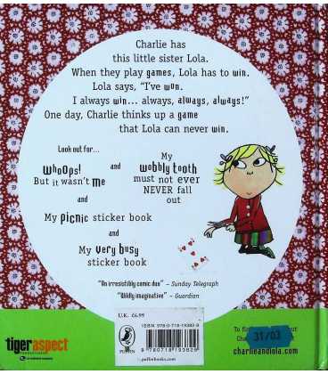 I've Won, No I've Won, No I've Won (Charlie & Lola) Back Cover