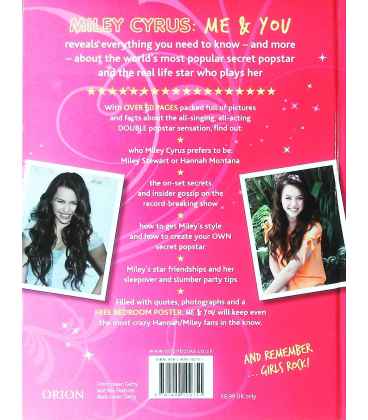 Miley Cyrus: Me & You: Star of Hannah Montana Back Cover