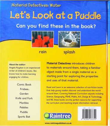 Lets Look at a Puddle (Read & Learn: Material Detectives) Back Cover