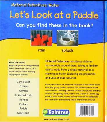 Lets Look at a Puddle (Read & Learn: Material Detectives) Back Cover