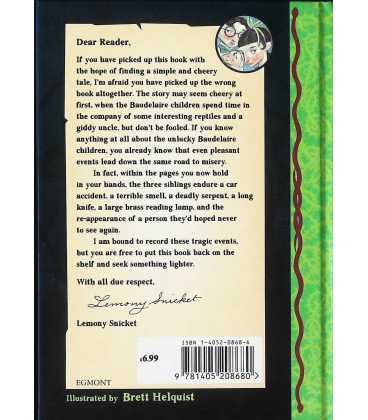 The Reptile Room (A Series of Unfortunate Events) Back Cover