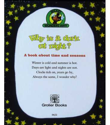 Why is it Dark at Night? (Mickey Wonders Why) Back Cover