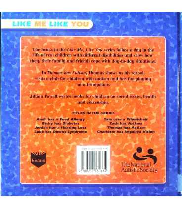 Thomas Has Autism (Like Me, Like You) Back Cover