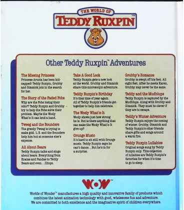 Teddy's Winter Adventure (The World Of Teddy Ruxpin) Back Cover