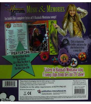 Music & Memories (Hanna Montana) Back Cover