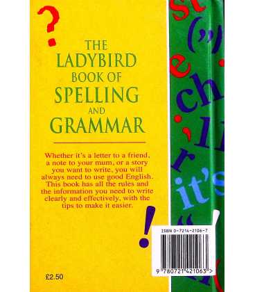 The Ladybird Book of Spelling and Grammar Back Cover