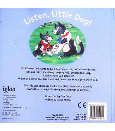 Listen, Little Dog! Back Cover