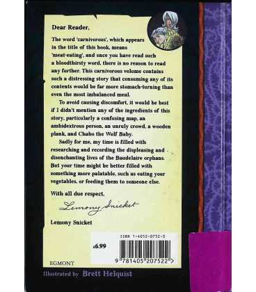 Carnivorous Carnival (Series of Unfortunate Events) Back Cover